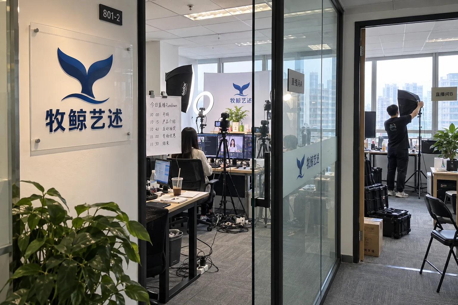 牧鲸直播工作现场